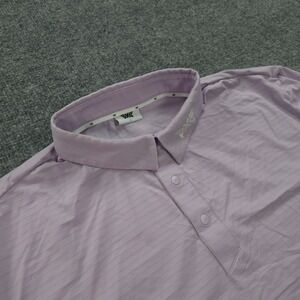 PXG Polo Shirt Mens Large Pink Striped Performance Golfing Prep Parsons Logo